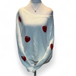 Hollister Strawberries And White Sz S Sweater. P-P 24” L-20”